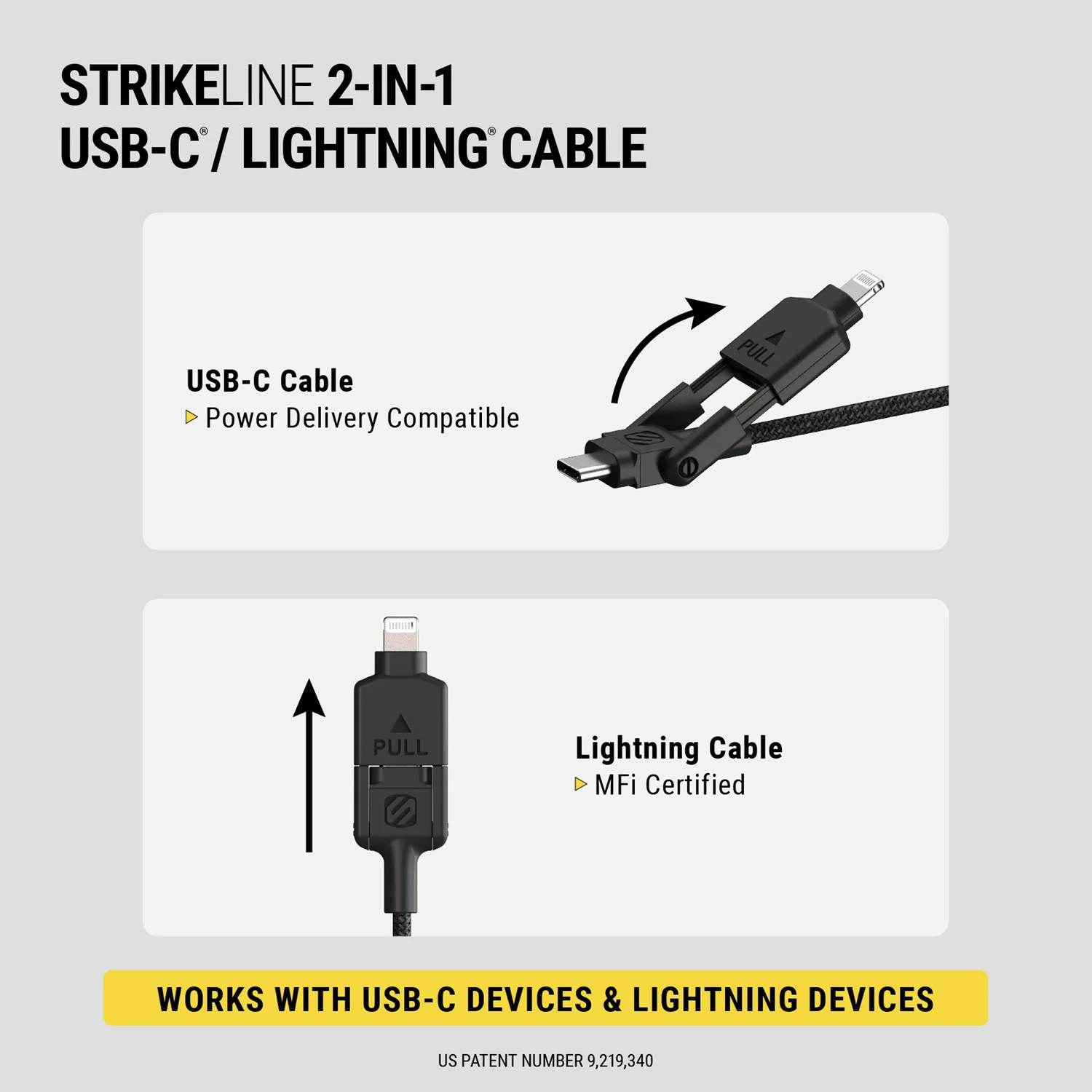 StrikeLine 2-in-1 USB-C to USB-C/Lightning 4 Ft. Charging Cable - Image 2