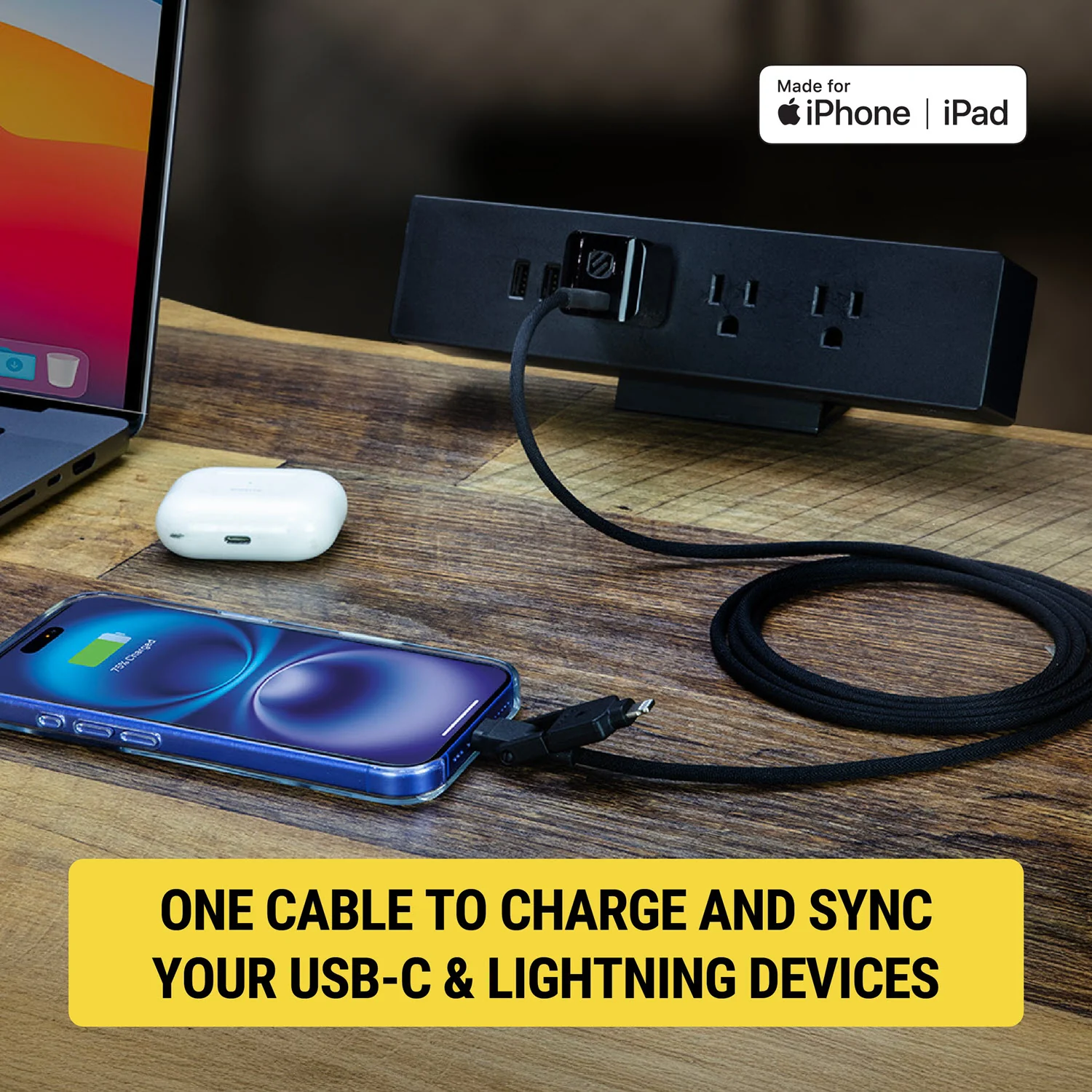 StrikeLine 2-in-1 USB-C to USB-C/Lightning 4 Ft. Charging Cable - Image 4
