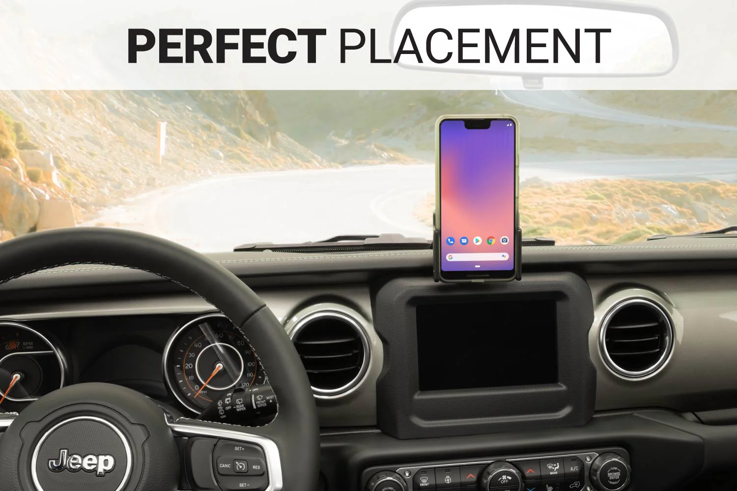 Center Dash Phone Mount for Jeep Wrangler JL, Wrangler 4xe & Gladiator - Image 4