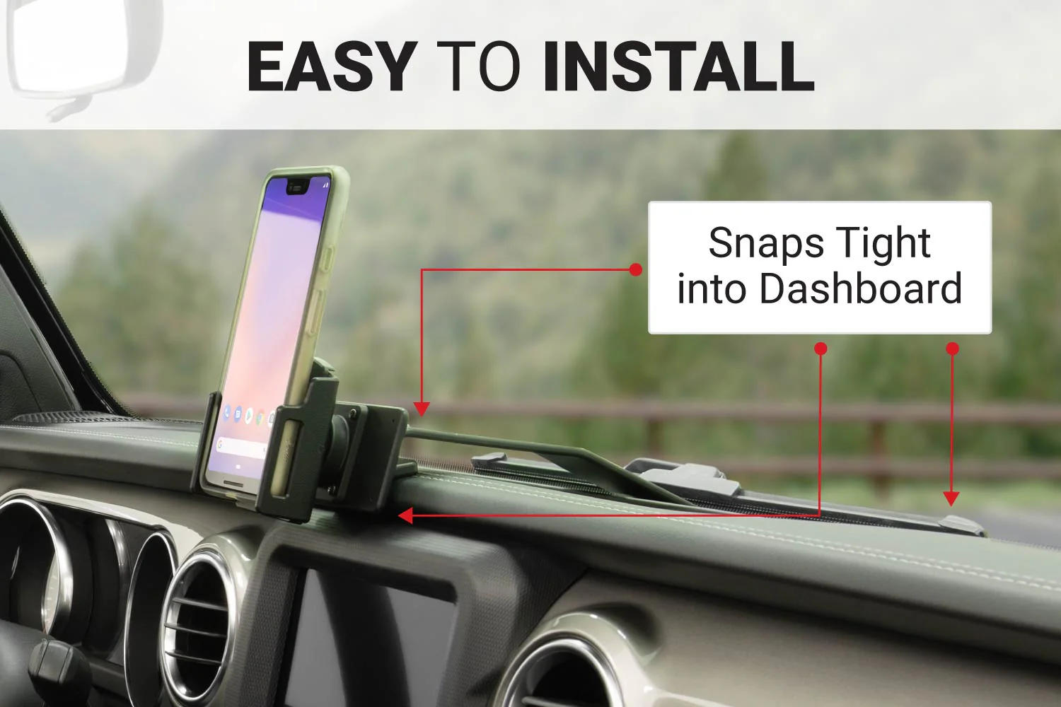 Center Dash Phone Mount for Jeep Wrangler JL, Wrangler 4xe & Gladiator - Image 6