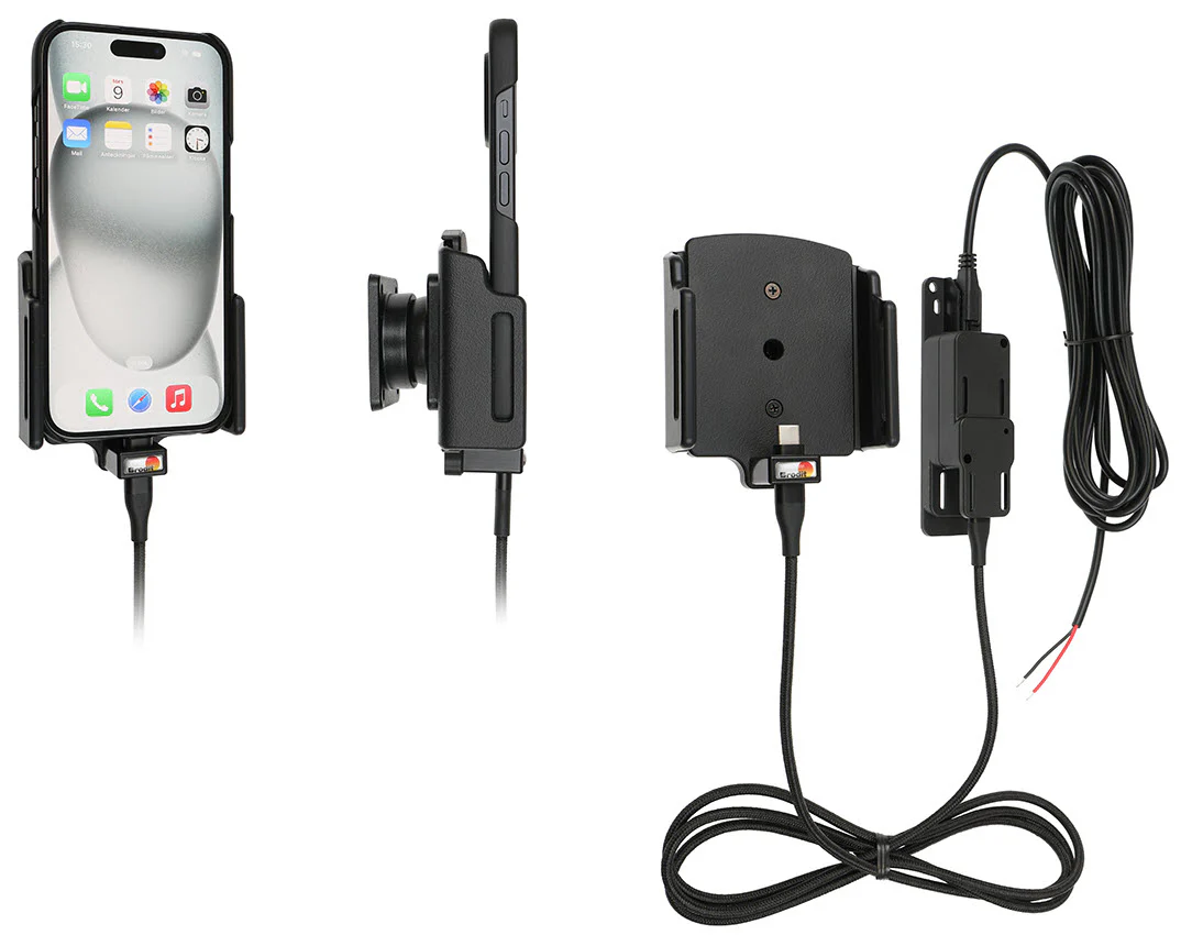 Hard-Wired Adjustable Charging Holder for iPhone 17/17 Pro, 16/16 Pro (with Medium Cases)
