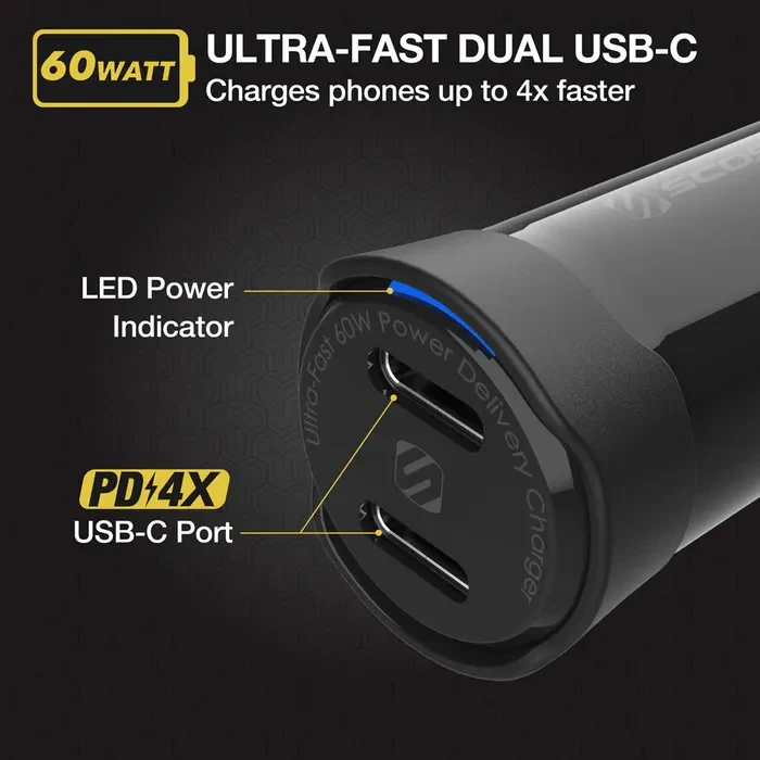 PowerVolt 60 Watt Dual-Port USB-C Car Charger - Image 3